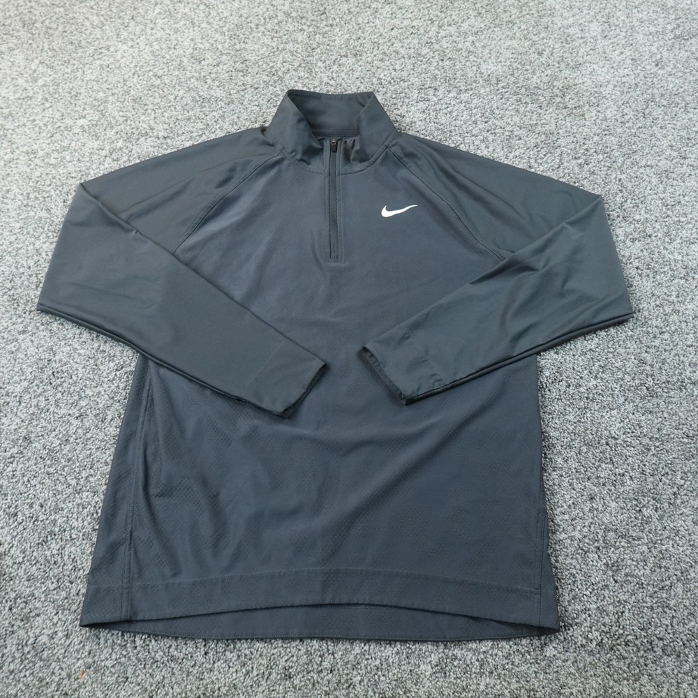 Nike Pullover Mens M Gray Dri FIT ADV 1/4 Zip Mock Neck Pullover Golf Sweatshirt